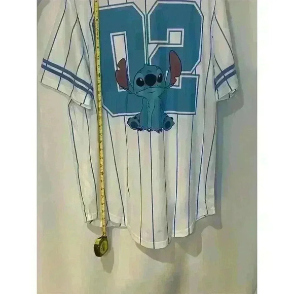 Disney Lilo & Stitch Unisex Blue Striped Baseball Jersey Size L - Picture 7 of 15